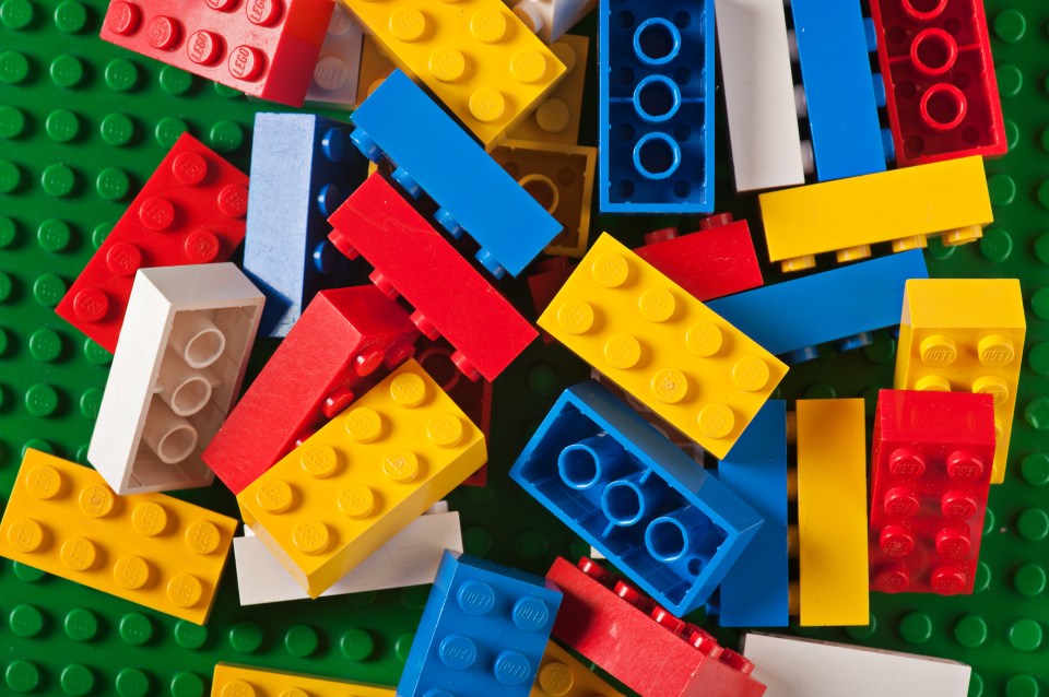 Pile of colorful Lego blocks.