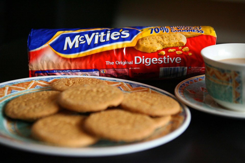 McVitie's Digestive biscuits with a cup of tea.