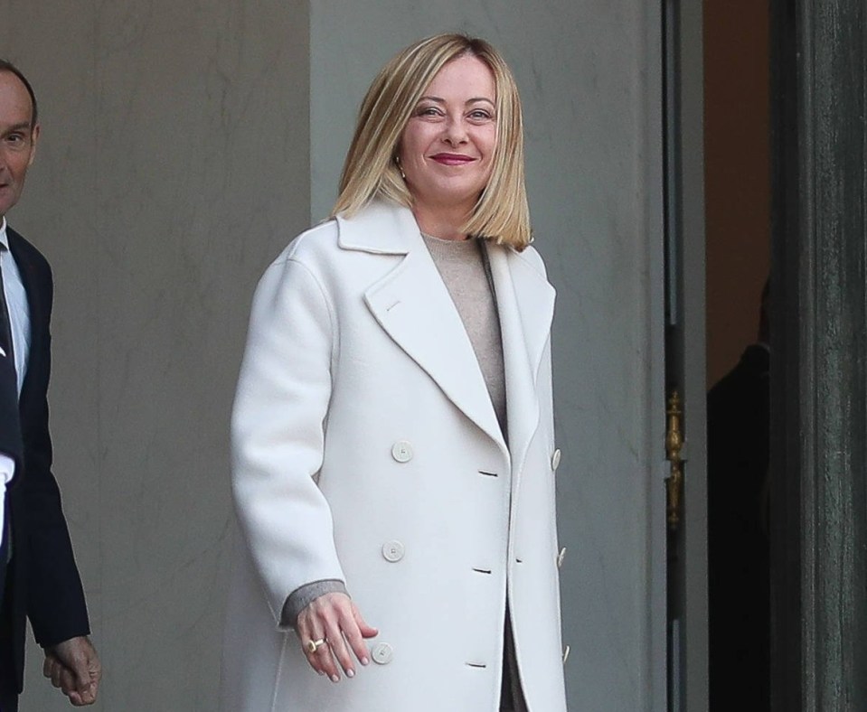 Italy's Prime Minister Giorgia Meloni arriving at a summit in Paris.