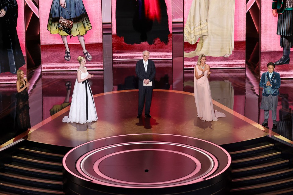 Lily-Rose Depp, Elle Fanning, John Lithgow, Connie Nielsen, and Bowen Yang at the Oscars.